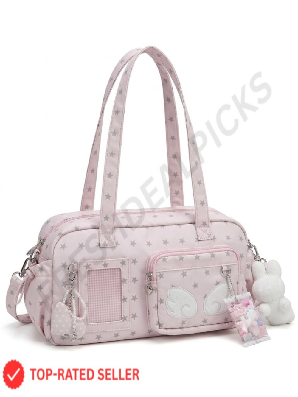 Kawaii Ita Bag Crossbody Cute Star Print Tote Shoulder Bag with Clear Display